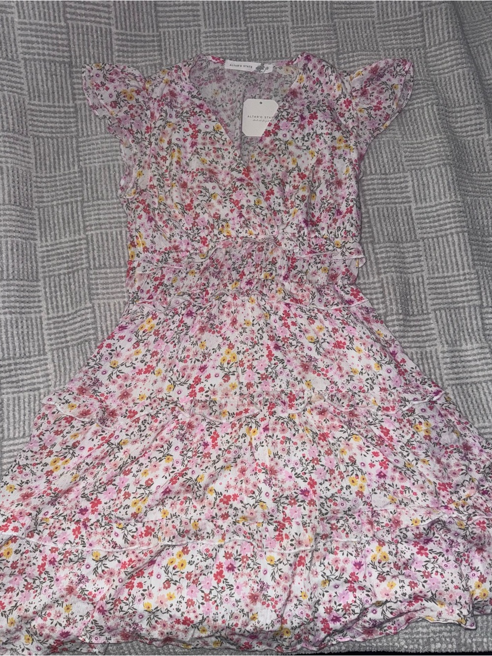 Altar'd State Pink & Yellow Floral Dress